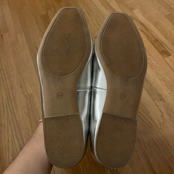 Silver Chrome Ballet Flats with Bows - Picture 4 of 4